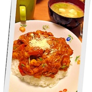 ひよこ豆とパプリカのキーマカレー風